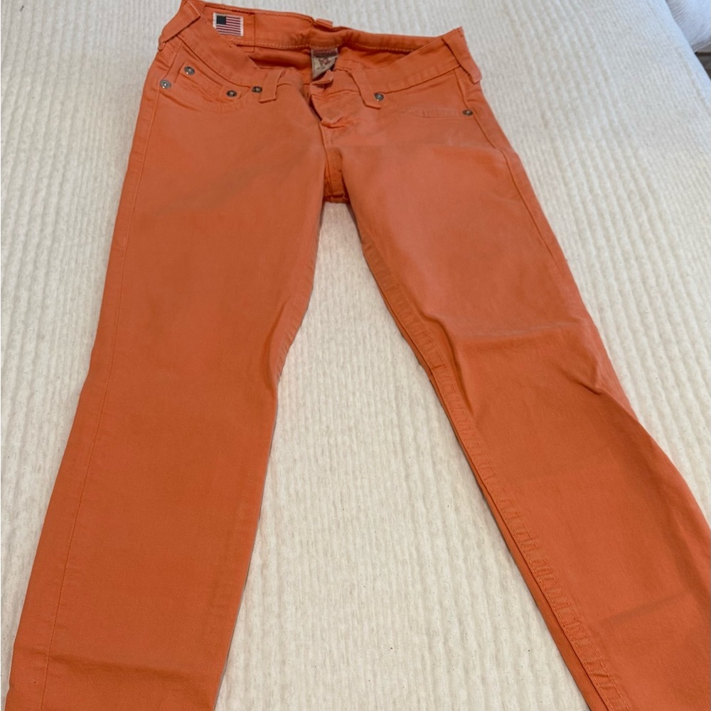 True Religion Orange Straight Leg Jeans size29 need some sewing